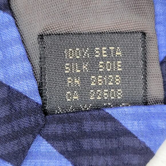 Sacks Fifth Avenue Exclusive Blue Stripe Silk Tie Hand Tailored in Italy 57" - Picture 3 of 5
